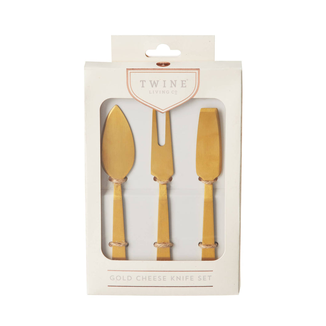 Gold Plated Stainless Steel Cheese Knives Set of 3