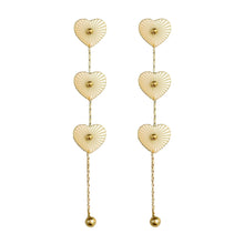 Load image into Gallery viewer, Gold Heart Duster Drop Earrings
