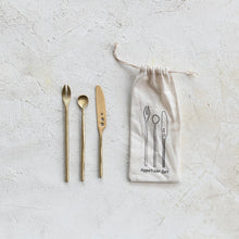 Load image into Gallery viewer, Brass Appetizer Cutlery, Matte Finish, Set of 3
