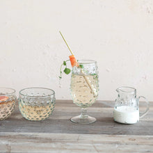 Load image into Gallery viewer, Recycled Glass Hobnail Stemmed Drinking Glass
