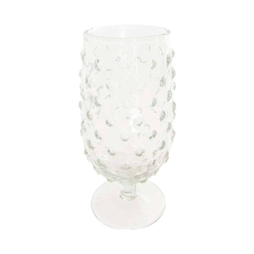 Recycled Glass Hobnail Stemmed Drinking Glass