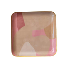 Load image into Gallery viewer, Enameled Metal Tray w/ Abstract Design &amp; Gold Finish Rim
