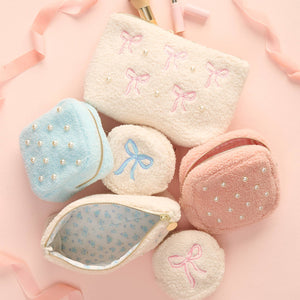 Teddy Pouch - Circle Bow Blue