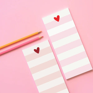 Heart Striped Tall & Skinny Notepad