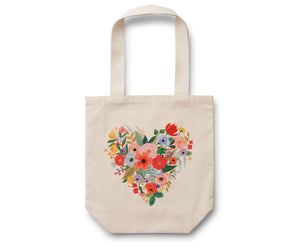Floral Heart Canvas Tote Bag
