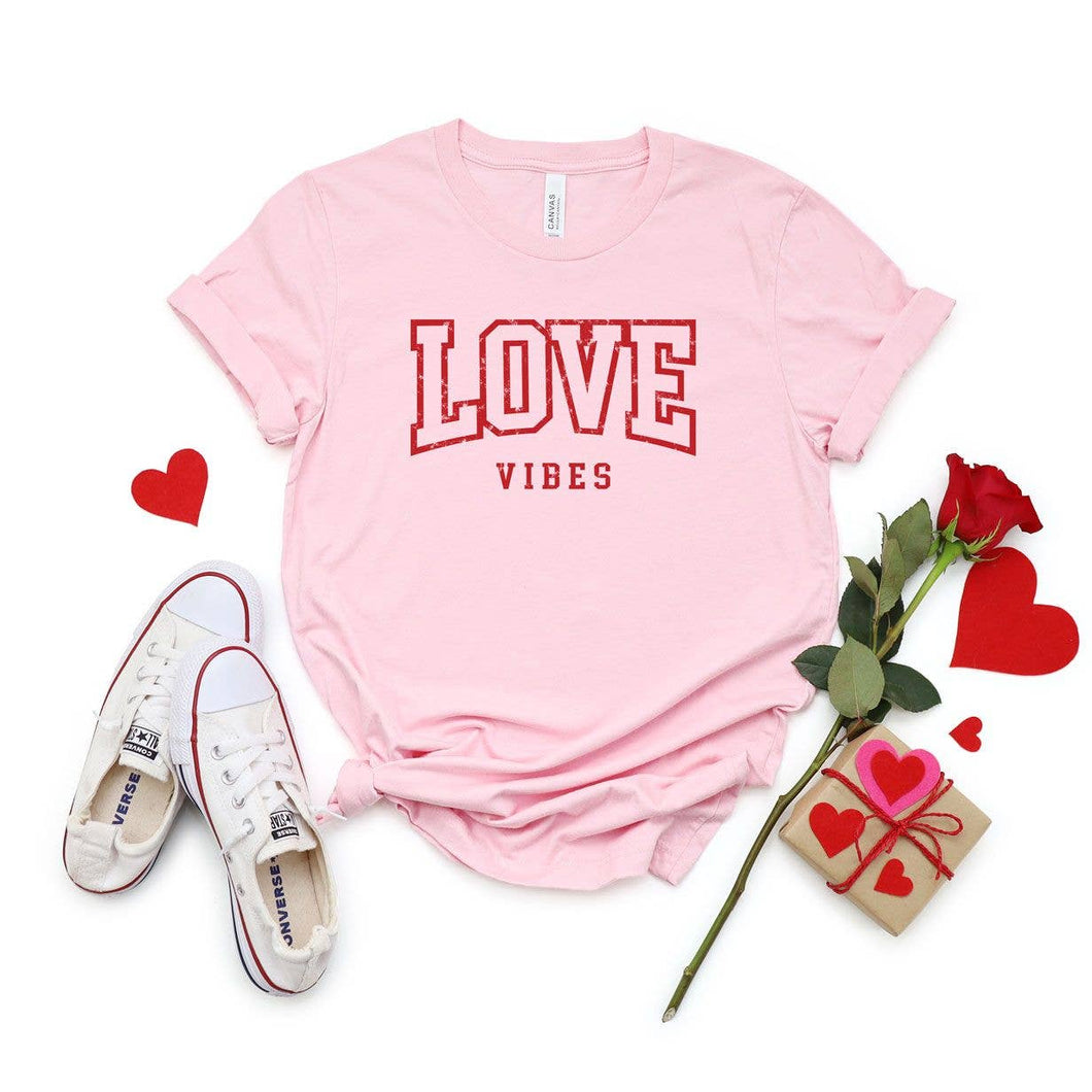 Love Vibes Varsity  Short Sleeve Graphic Tee