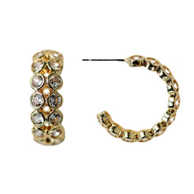 Load image into Gallery viewer, Double Diamond Chunky Gold Hoop Earrings
