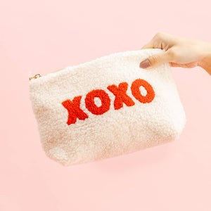 Cream Teddy Pouch - XOXO