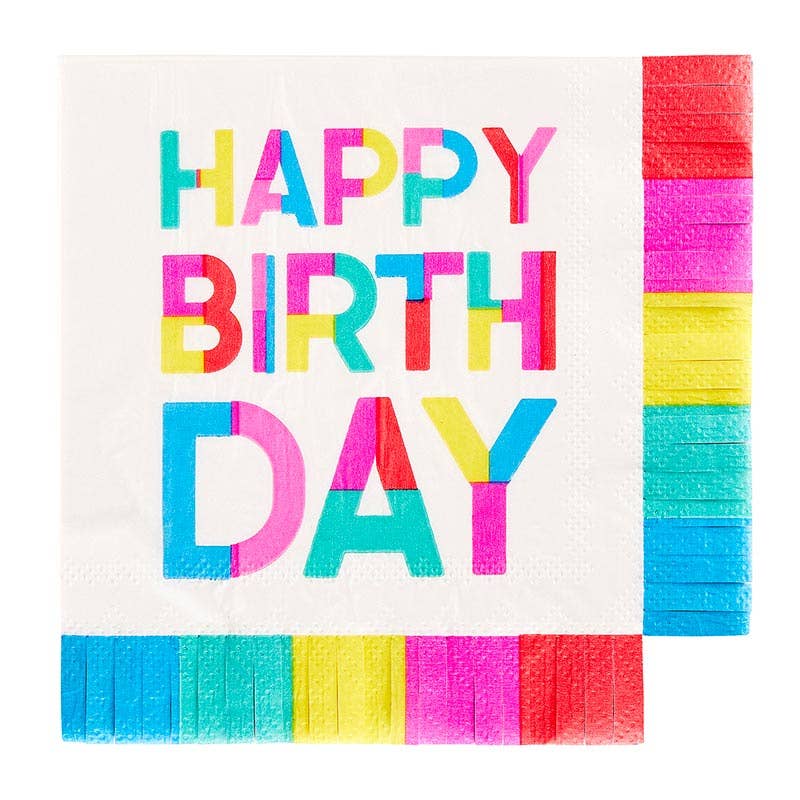 Fringe Napkin - HBD Block 16ct