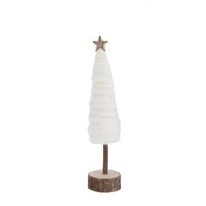 Large Wool Christmas Tree w/ Wood Base & Star, Cream