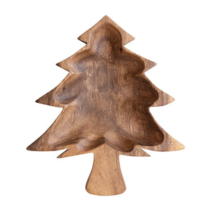 9-1/2"L x 8-3/4"W Acacia Wood Christmas Tree Shaped Bowl